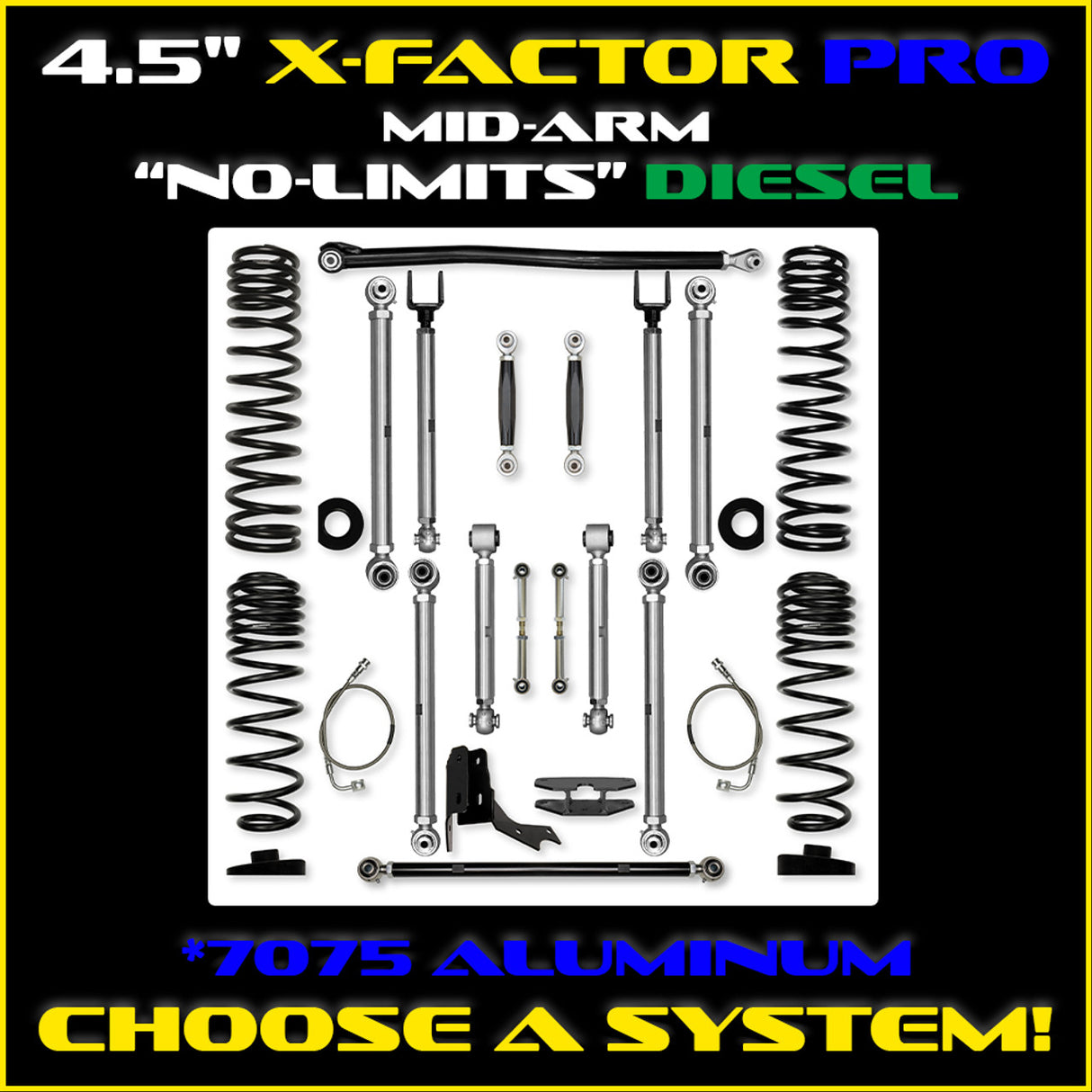 Rock Krawler 4.5" X-Factor PRO "No Limits" Mid-Arm Suspension System for Jeep Gladiator JT (Diesel Models)
