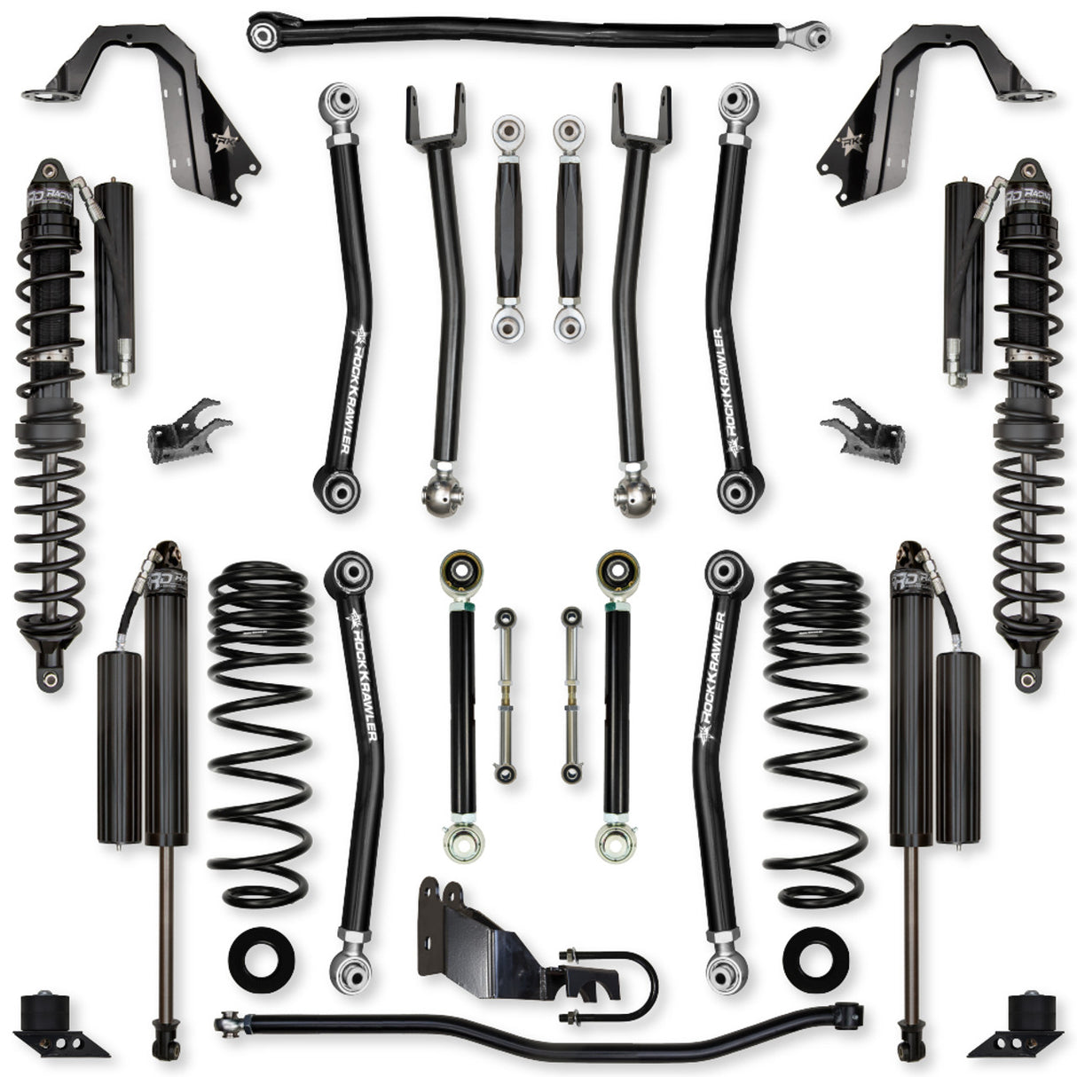 Rock Krawler 4.5" X-Factor COILOVER "No Limits" Mid-Arm Suspension System for Jeep Wrangler JLU (Gas Models)