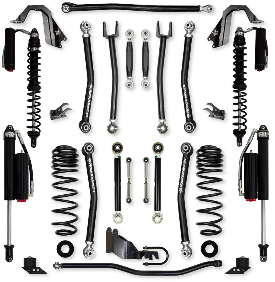 Rock Krawler 4.5" X-Factor COILOVER "No Limits" Mid-Arm Suspension System for Jeep Wrangler JLU (Gas Models)