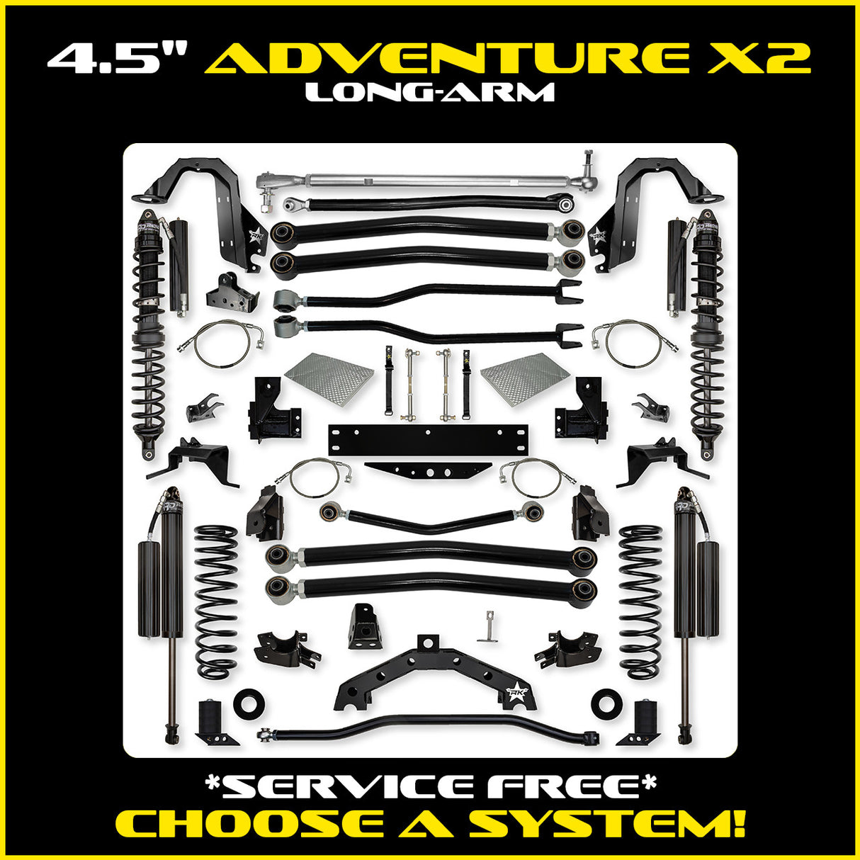 Rock Krawler 4.5" Adventure - X2 Long-Arm System - Fits Jeep JK