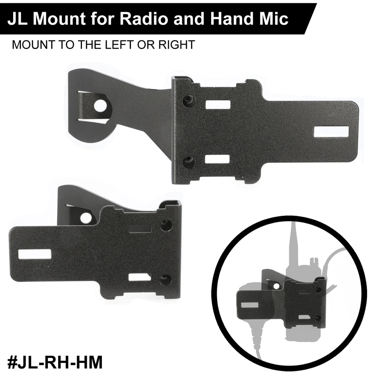 Handheld Radio Grab Bar Mount for Jeep JK JKU and JL - Fits R1 / V3 / GMR2 / GMR2 PLUS / RH-5R radios