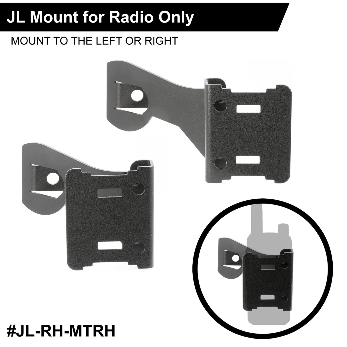 Handheld Radio Grab Bar Mount for Jeep JK JKU and JL - Fits R1 / V3 / GMR2 / GMR2 PLUS / RH-5R radios
