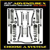 Rock Krawler 2.5" Adventure - X "No Limits" Mid-Arm Suspension System for Jeep Wrangler JLU (392 Models)