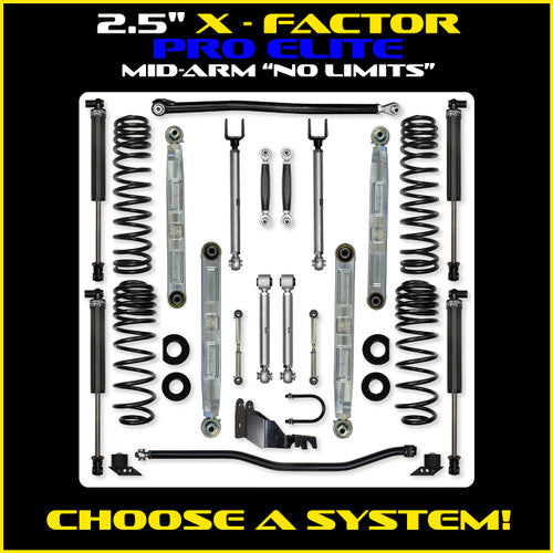 Rock Krawler 2.5" X-Factor PRO ELITE "No Limits" Mid-Arm Suspension System for Jeep Wrangler JL (Gas Models)