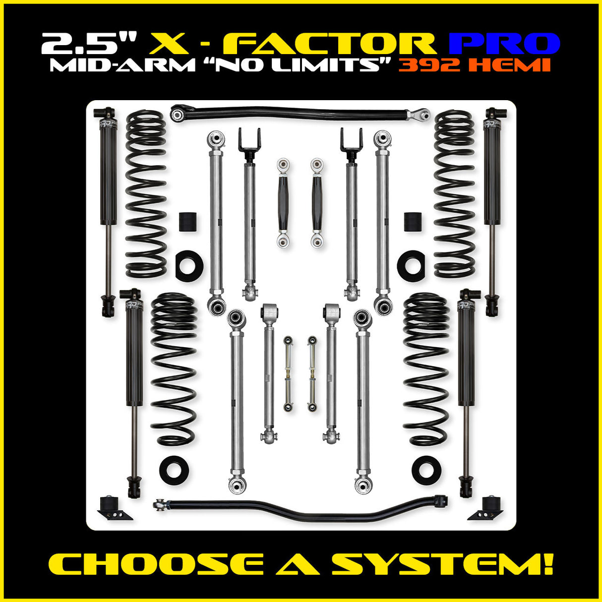 Rock Krawler 2.5" X-Factor PRO "No Limits" Mid-Arm Suspension System for Jeep Wrangler JLU (392 Models)