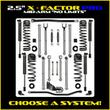 Rock Krawler 2.5" X-Factor PRO "No Limits" Mid-Arm Suspension System for Jeep Wrangler JLU (Gas Models)