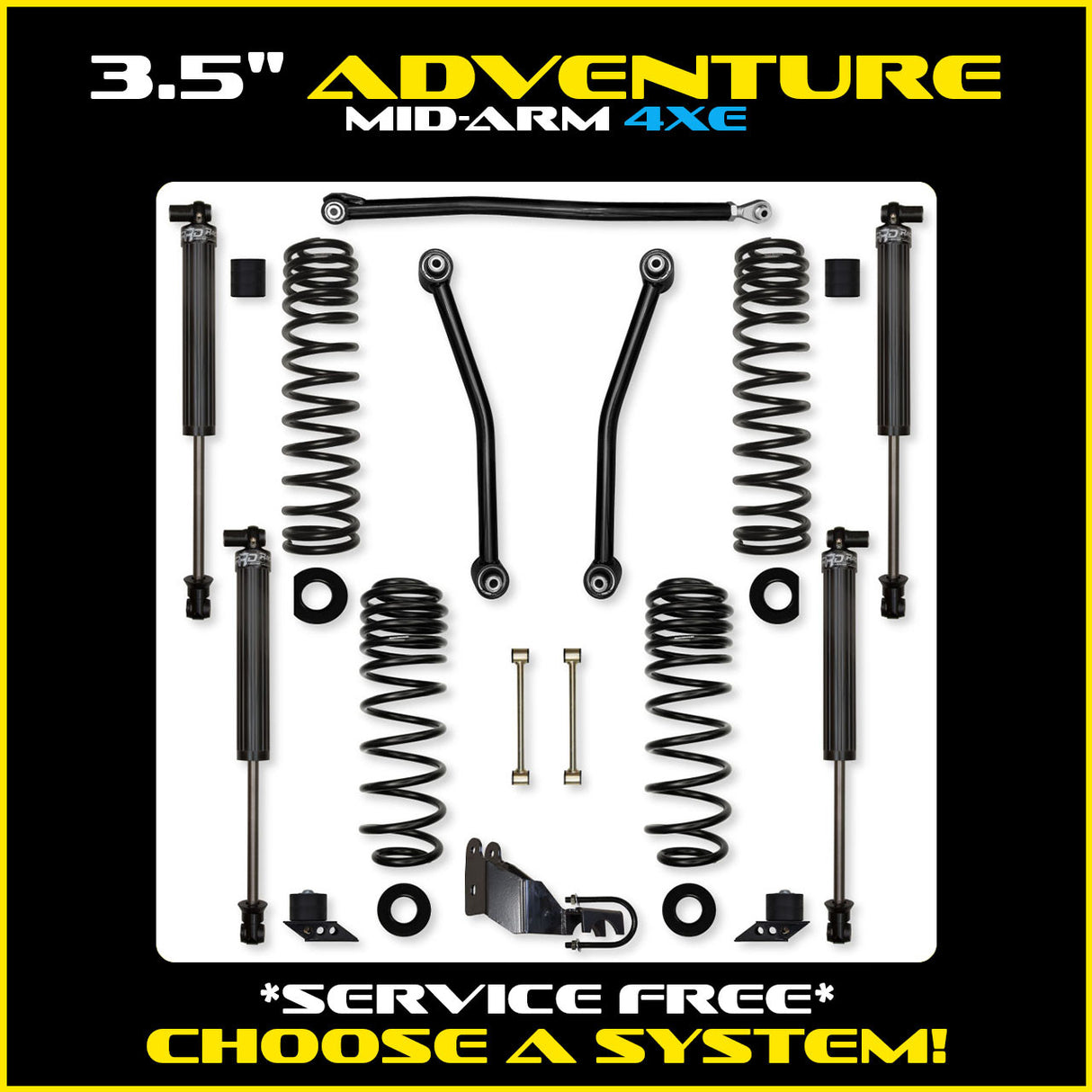 Rock Krawler 3.5" Adventure Mid-Arm Suspension System for Jeep Wrangler JLU (4XE Models)