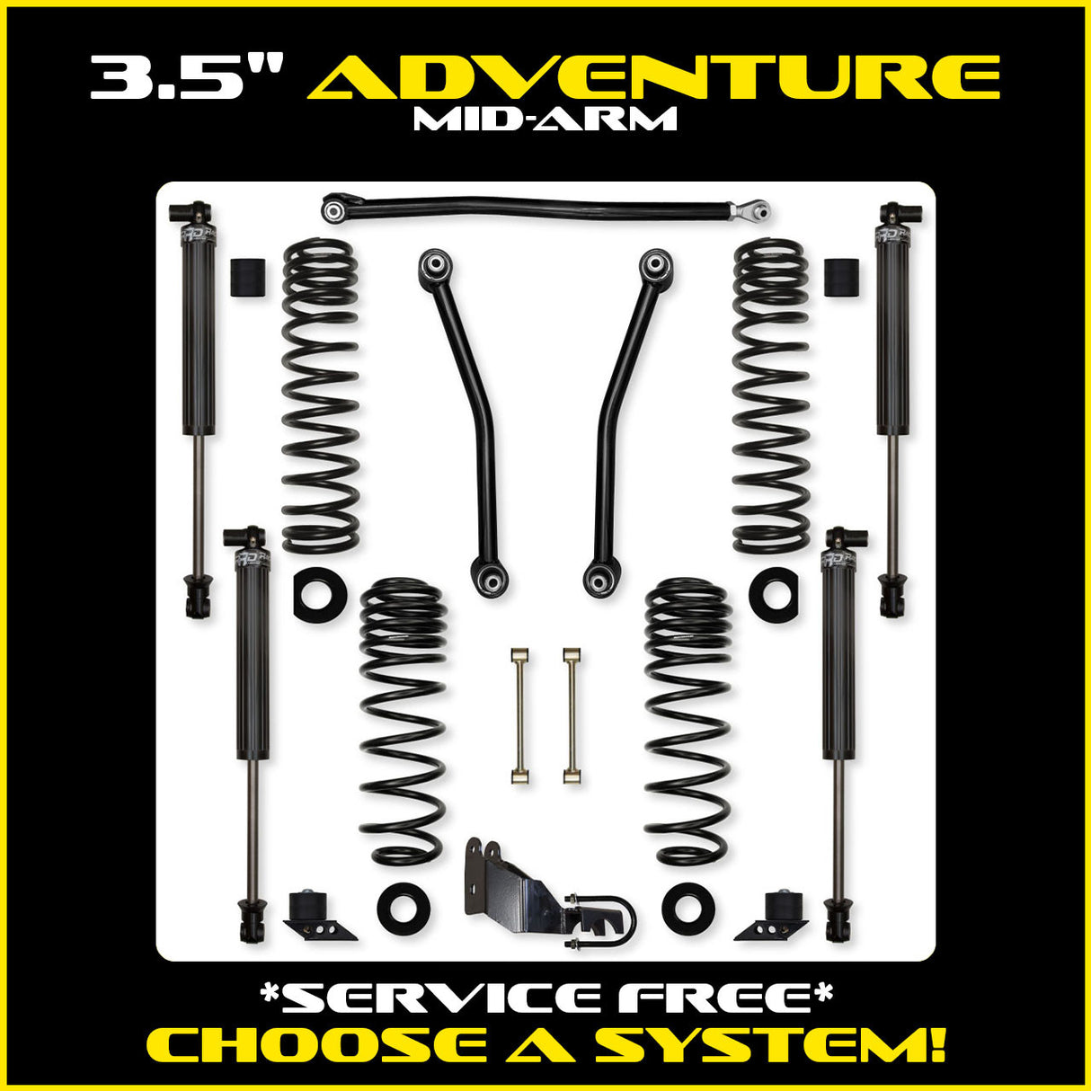 Rock Krawler 3.5" Adventure Mid-Arm Suspension System for Jeep Wrangler JLU (Gas Models)