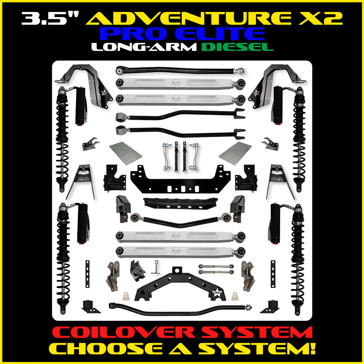 Rock Krawler 3.5" Adventure X2 PRO ELITE COILOVER Long-Arm Suspension System for Jeep Wrangler JLU (Diesel Models)