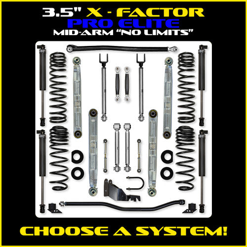 Rock Krawler 3.5" X-Factor PRO ELITE "No Limits" Mid-Arm Suspension System for Jeep Wrangler JL (Gas Models)