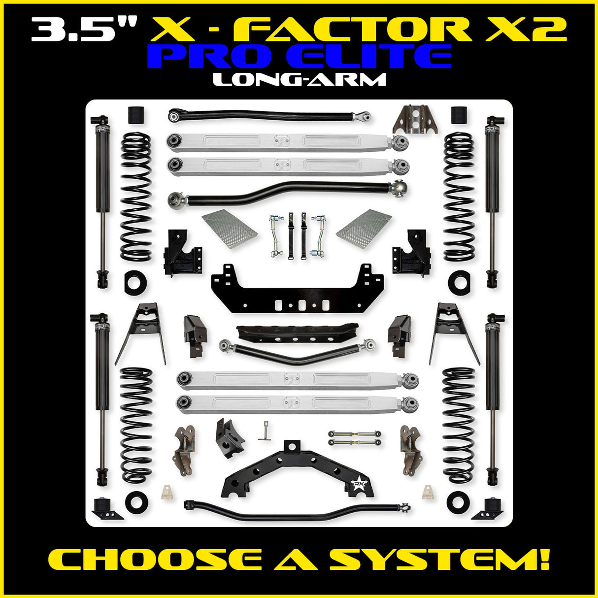 Rock Krawler 3.5" X-Factor X2 PRO ELITE Long-Arm Suspension System for Jeep Wrangler JL (Gas Models)