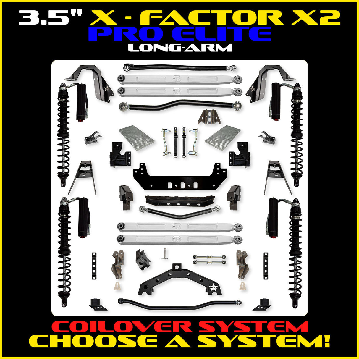 Rock Krawler 3.5" X-Factor X2 PRO ELITE COILOVER Long-Arm Suspension System for Jeep Wrangler JL (Gas Models)