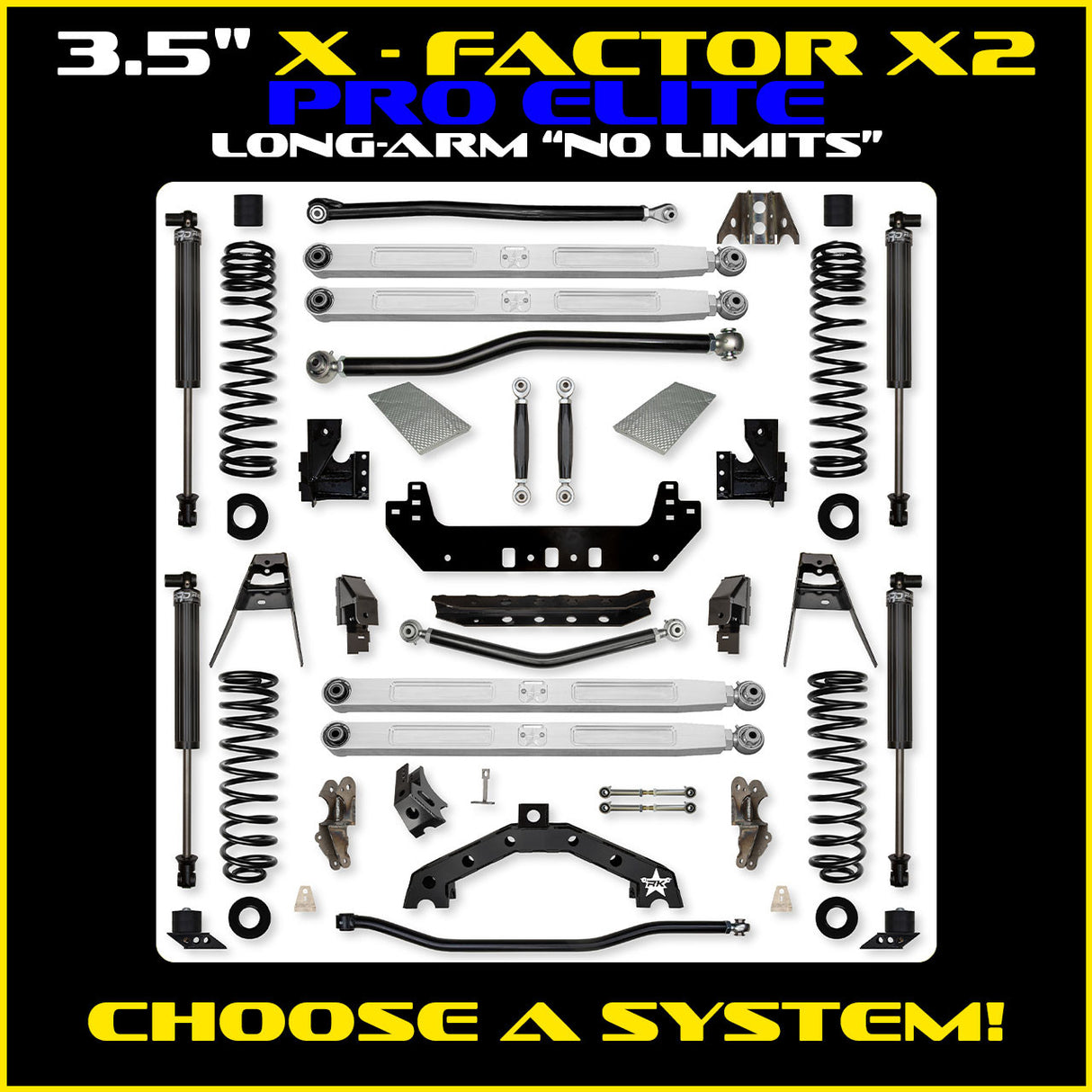Rock Krawler 3.5" X-Factor X2 PRO ELITE "No Limits" Long-Arm Suspension System for Jeep Wrangler JL (Gas Models)