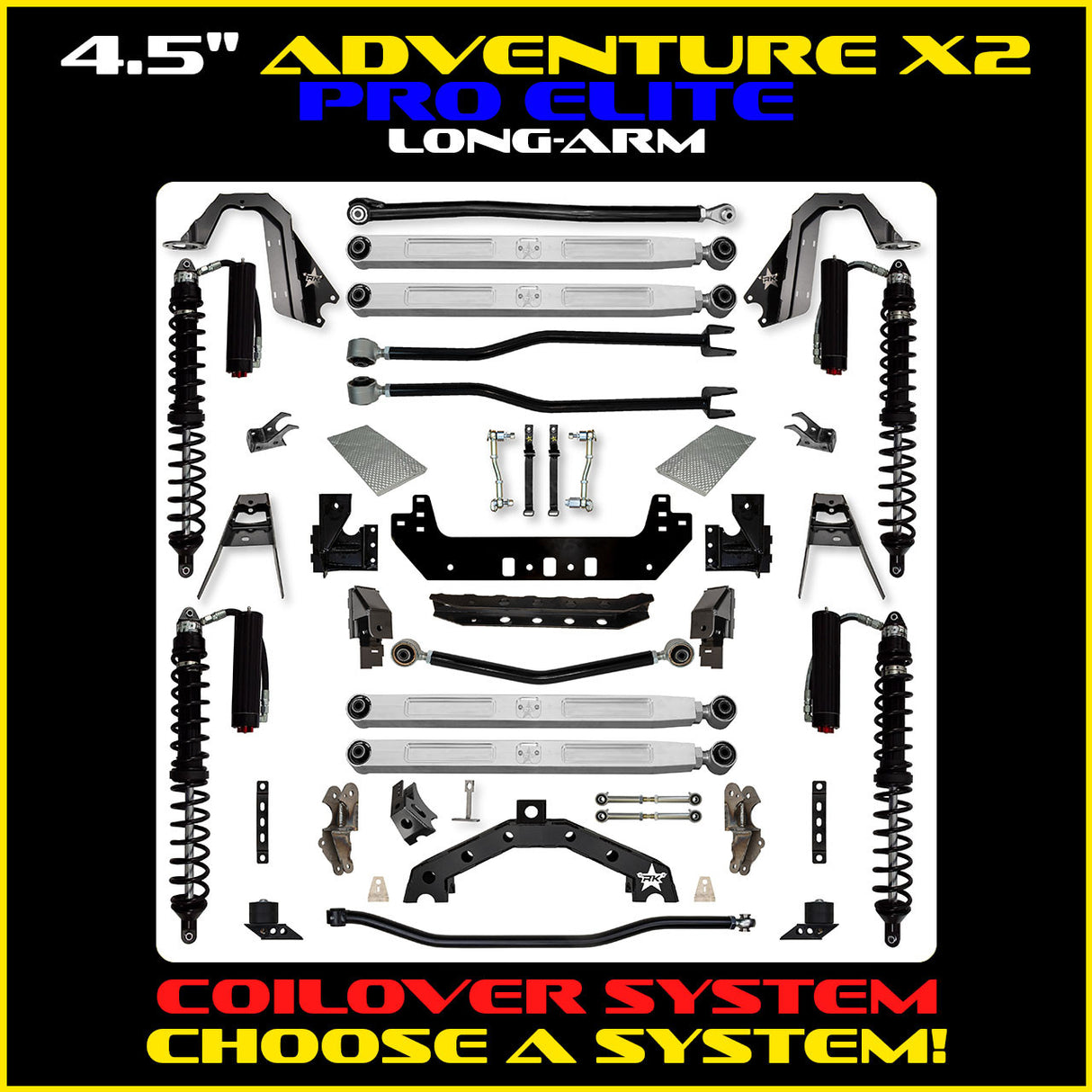 Rock Krawler 4.5" Adventure X2 PRO ELITE COILOVER Long-Arm Suspension System for Jeep Wrangler JLU (Gas Models)