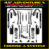 Rock Krawler 4.5" Adventure - X COILOVER "No Limits" Mid-Arm Suspension System for Jeep Wrangler JLU (Diesel Models)