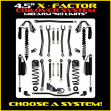 Rock Krawler 4.5" X-Factor COILOVER "No Limits" Mid-Arm Suspension System for Jeep Wrangler JLU (Gas Models)
