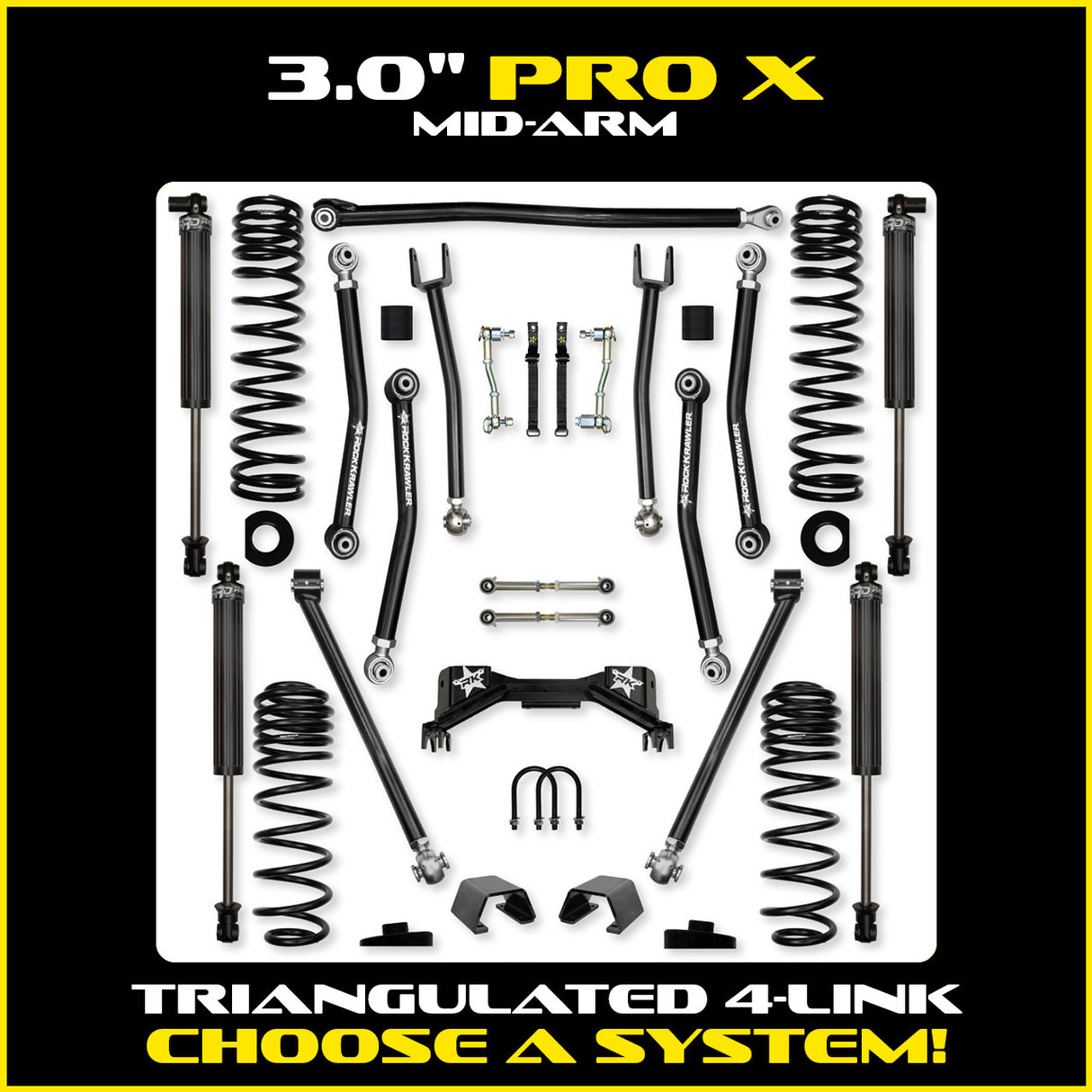 Rock Krawler 3.0" PRO - X Mid-Arm Suspension System for Jeep Gladiator JT (Gas Models)