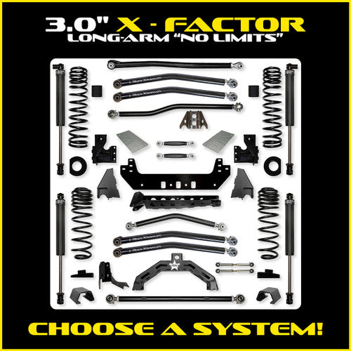 Rock Krawler 3.0" X-Factor X2 "No Limits" Long-Arm Suspension System for Jeep Gladiator JT (Gas Models)