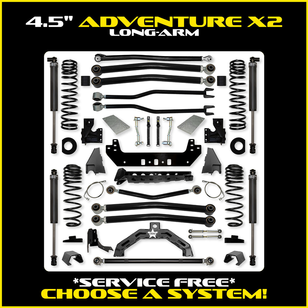 Rock Krawler 4.5" Adventure - X2 Long-Arm Suspension System for Jeep Gladiator JT (Gas Models)