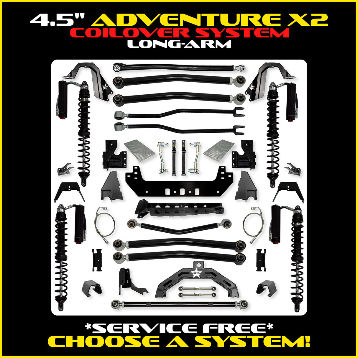 Rock Krawler 4.5" Adventure - X2 COILOVER Long-Arm Suspension System for Jeep Gladiator JT (Gas Models)