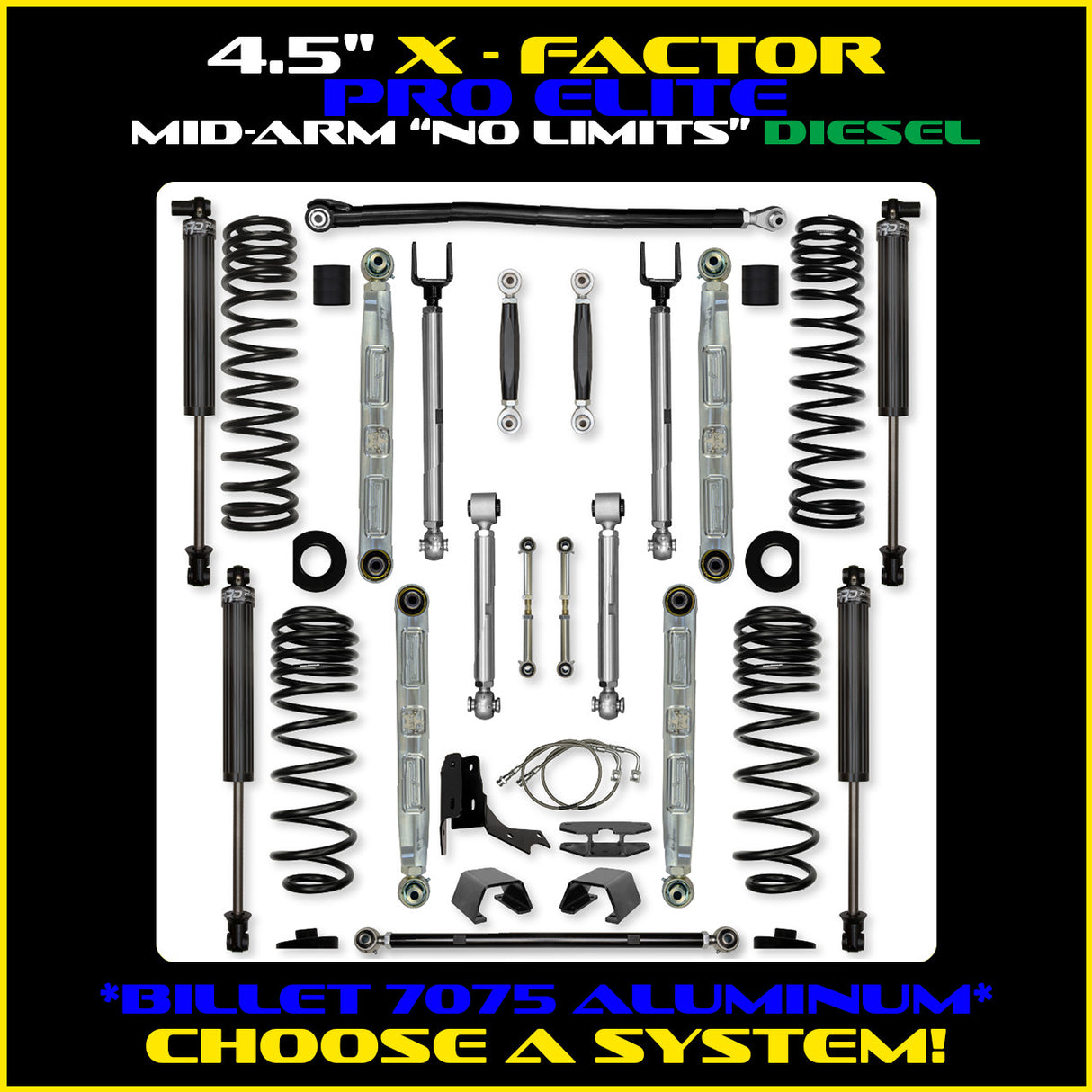Rock Krawler 4.5" X-Factor PRO ELITE "No Limits" Mid-Arm Suspension System for Jeep Gladiator JT (Diesel Models)