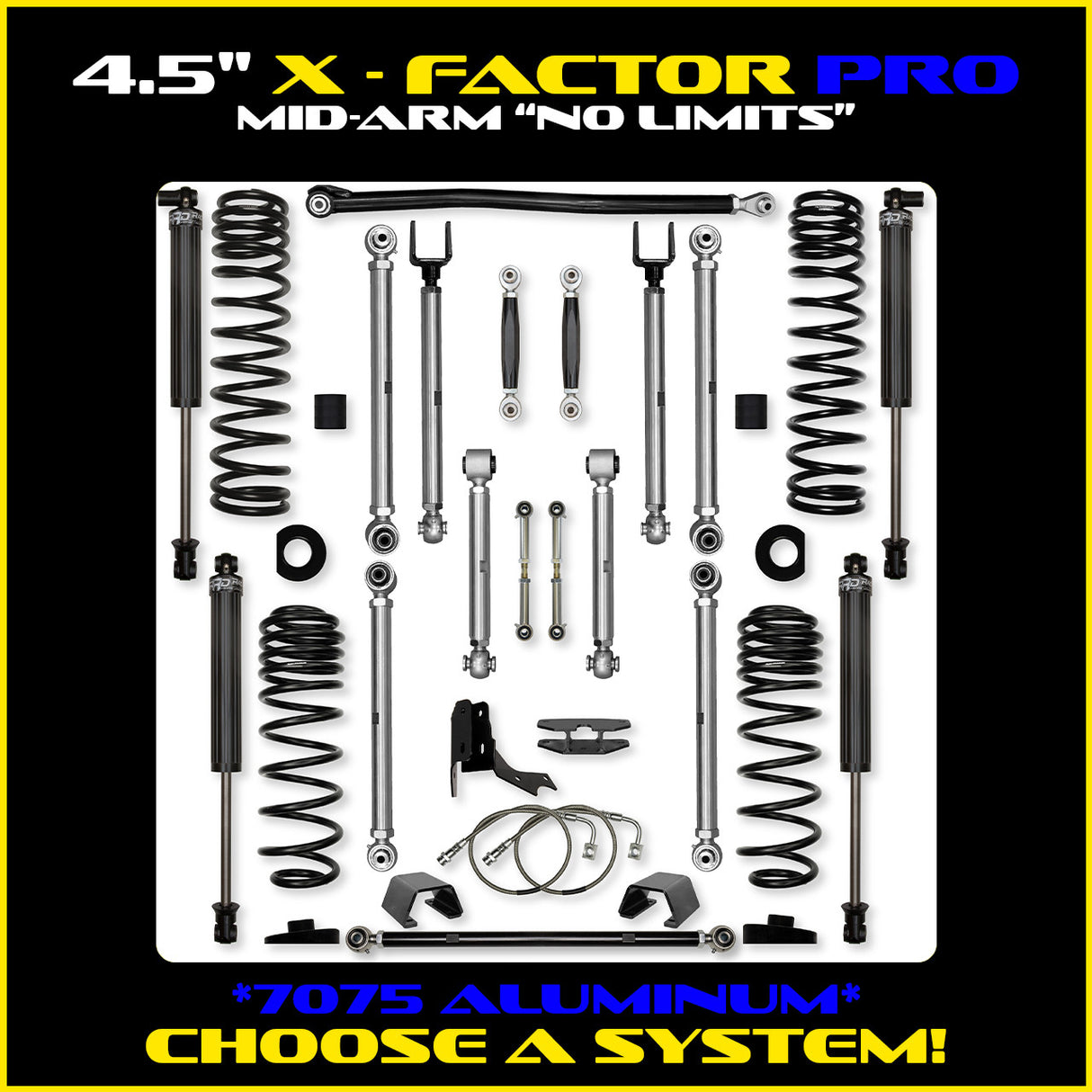 Rock Krawler 4.5" X-Factor PRO "No Limits" Mid-Arm Suspension System for Jeep Gladiator JT (Gas Models)