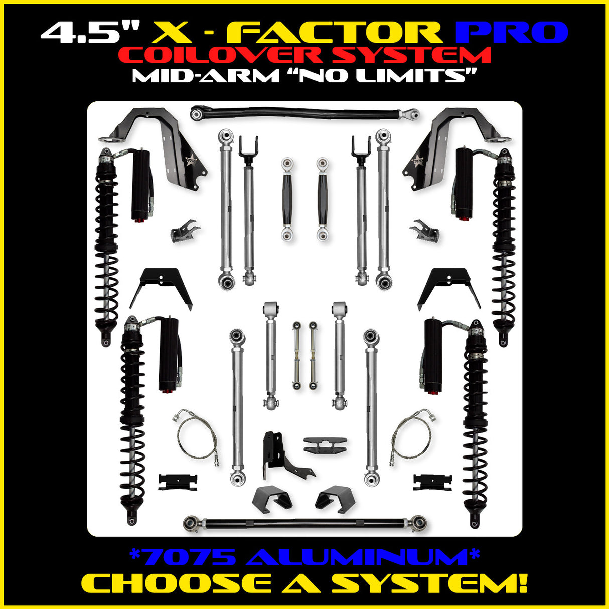 Rock Krawler 4.5" X-Factor PRO COILOVER "No Limits" Mid-Arm System for Jeep Gladiator JT (Gas Models)