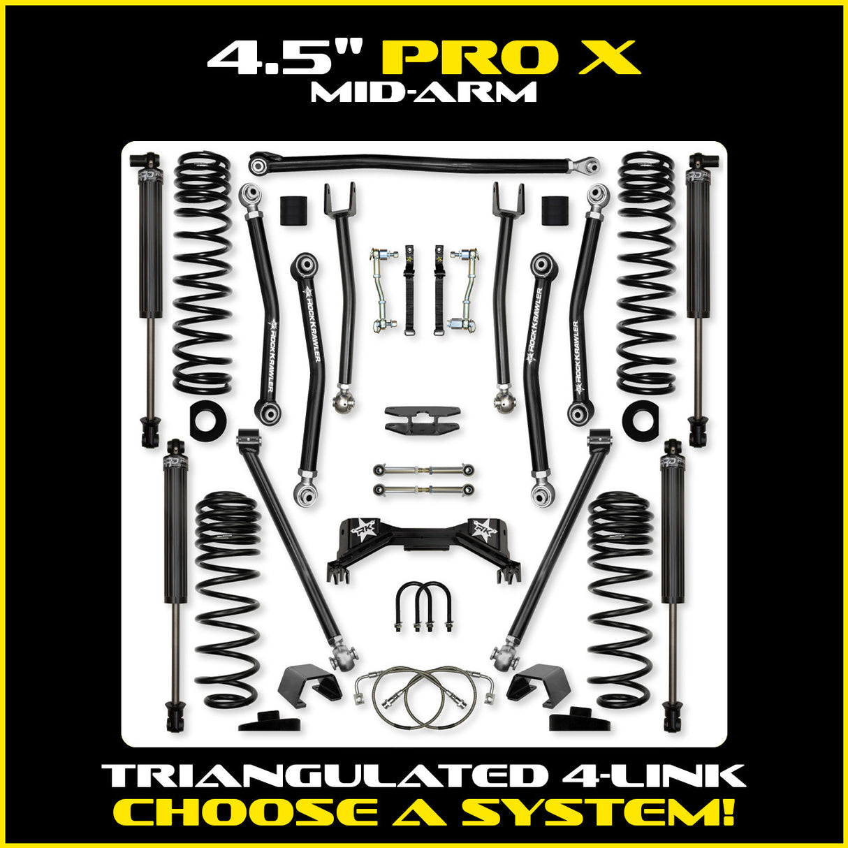 Rock Krawler 4.5" PRO - X Mid-Arm Suspension System for Jeep Gladiator JT (Gas Models)