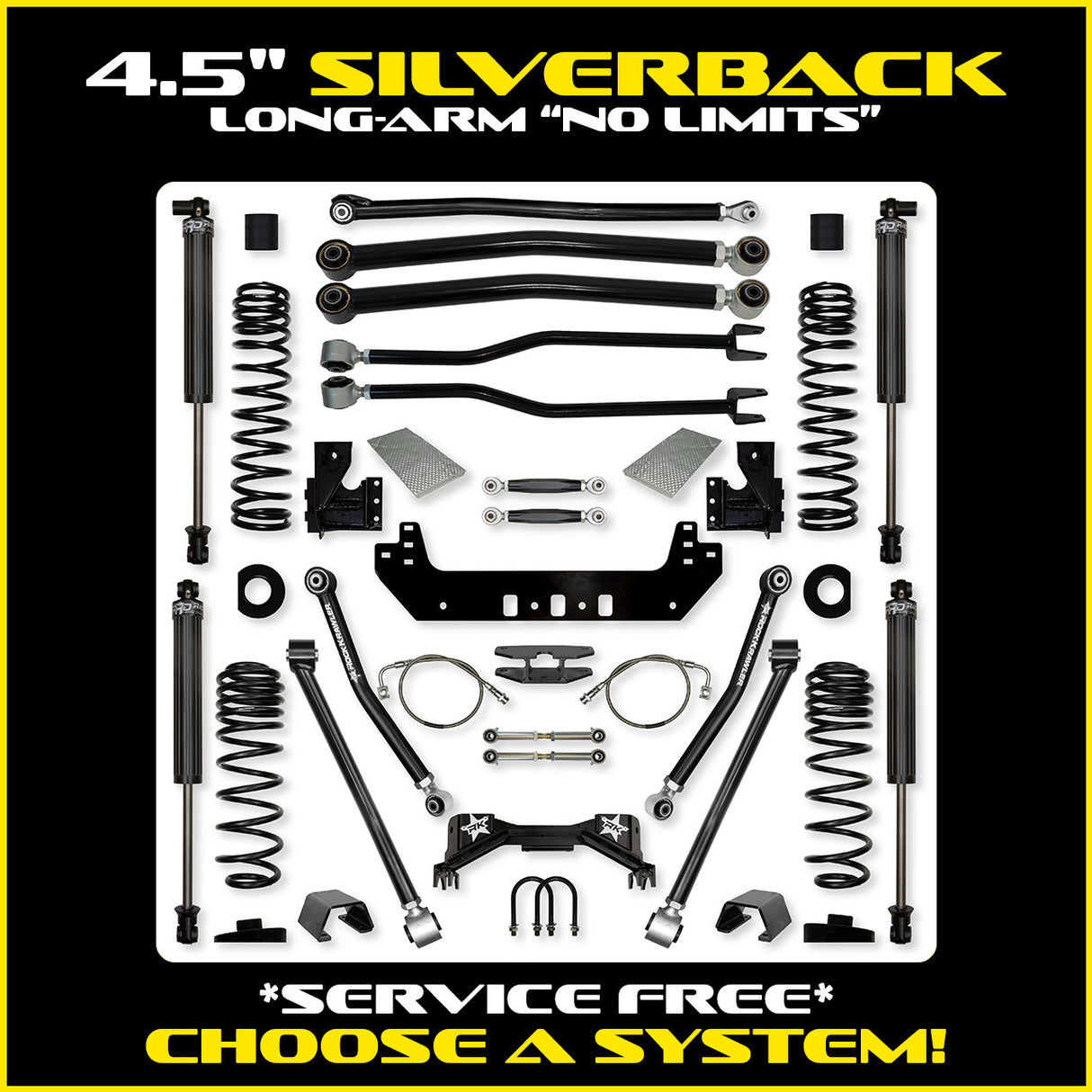 Rock Krawler 4.5" Silverback "No Limits" Long-Arm Suspension System for Jeep Gladiator (Gas Models)