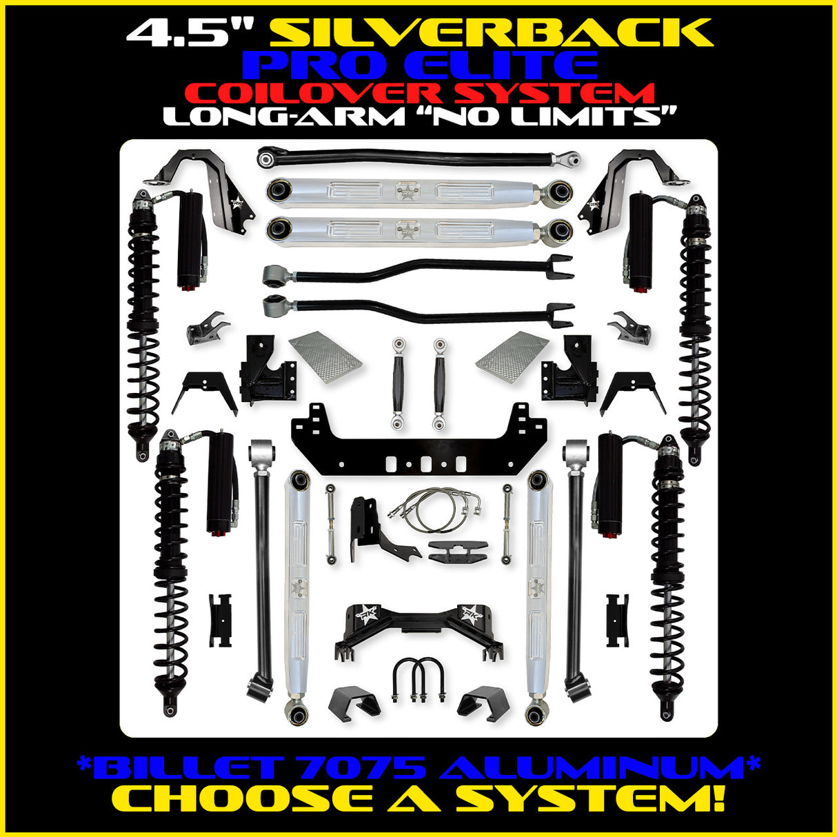 Rock Krawler 4.5" Silverback PRO ELITE COILOVER "No Limits" Long-Arm Suspension System for Jeep Gladiator (Gas Models)