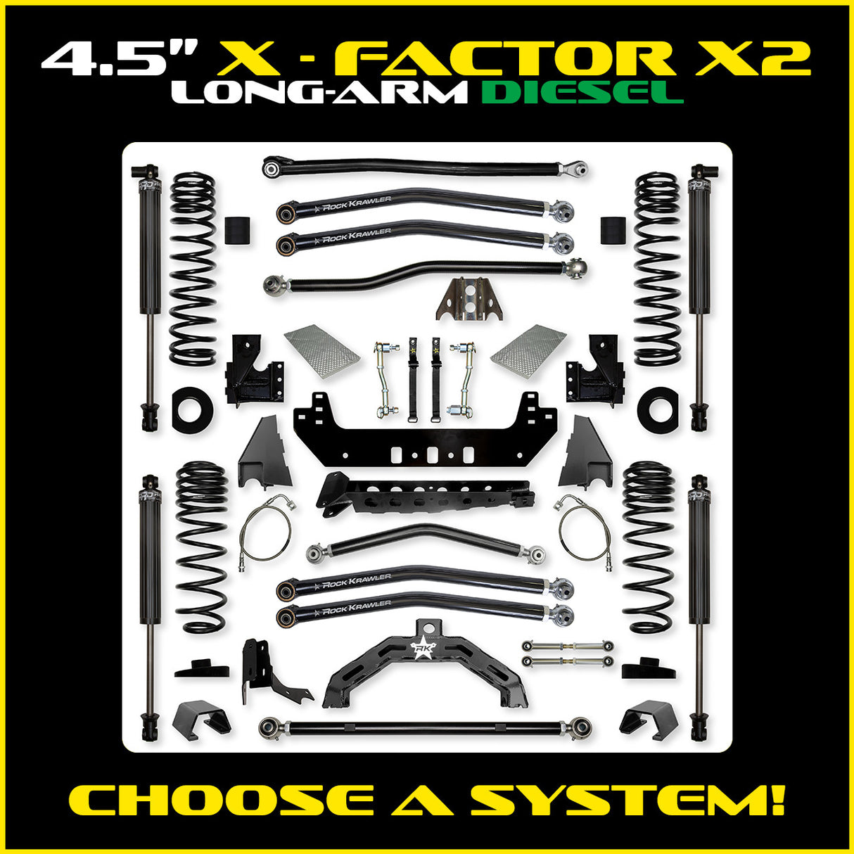 Rock Krawler 4.5" X-Factor X2 Long-Arm Suspension System for Jeep Gladiator JT (Diesel Models)