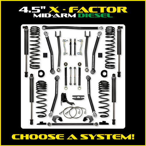 Rock Krawler 4.5" X-Factor Mid-Arm Suspension System for Jeep Gladiator JT (Diesel Models)