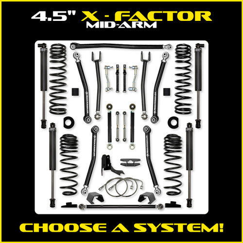 Rock Krawler 4.5" X-Factor Mid-Arm Suspension System for Jeep Gladiator JT (Gas Models)