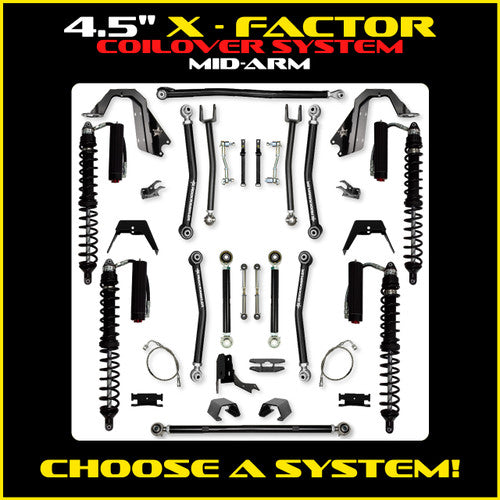 Rock Krawler 4.5" X-Factor COILOVER Mid-Arm Suspension System for Jeep Gladiator JT (Gas Models)