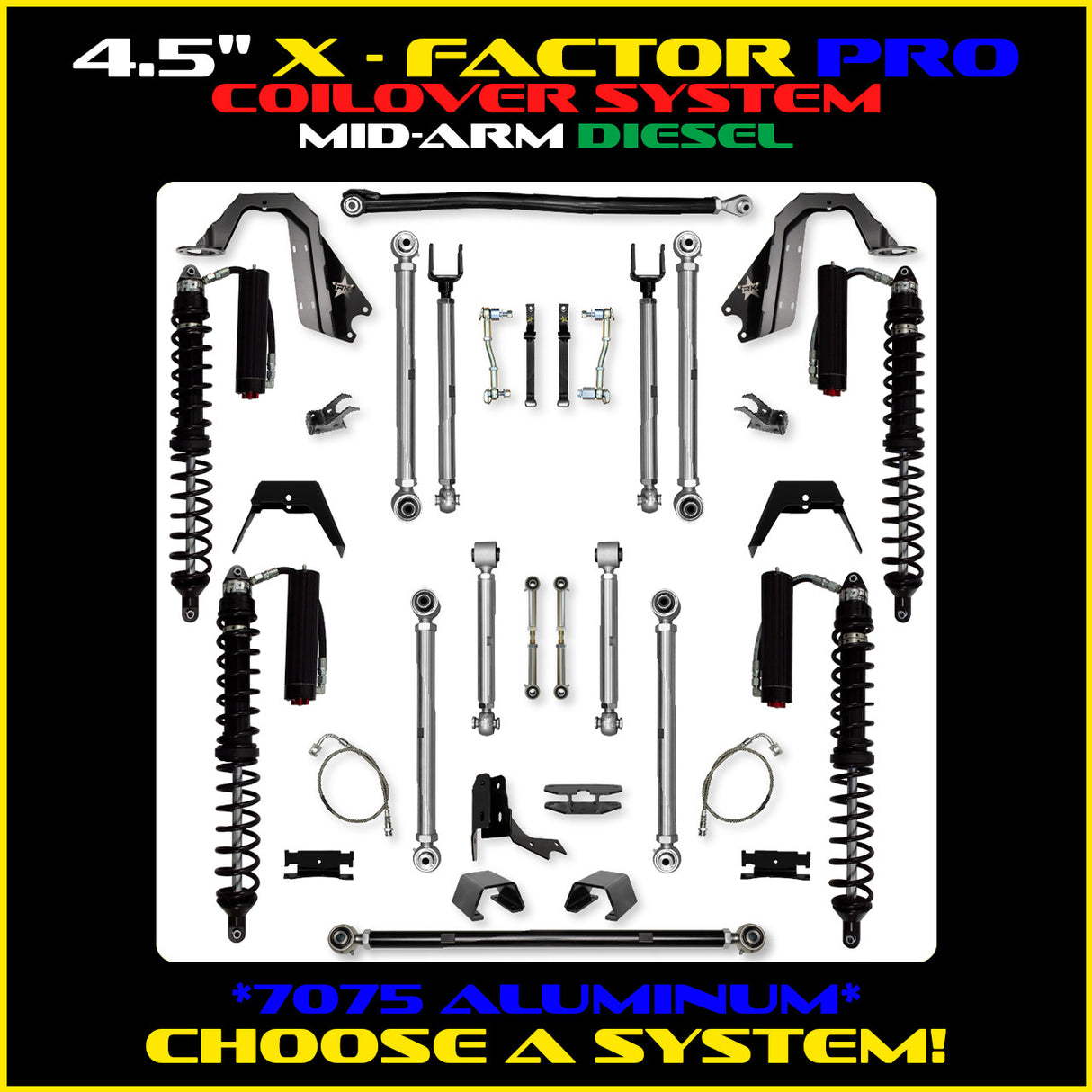 Rock Krawler 4.5" X-Factor PRO COILOVER Mid-Arm Suspension System for Jeep Gladiator JT (Diesel Models)