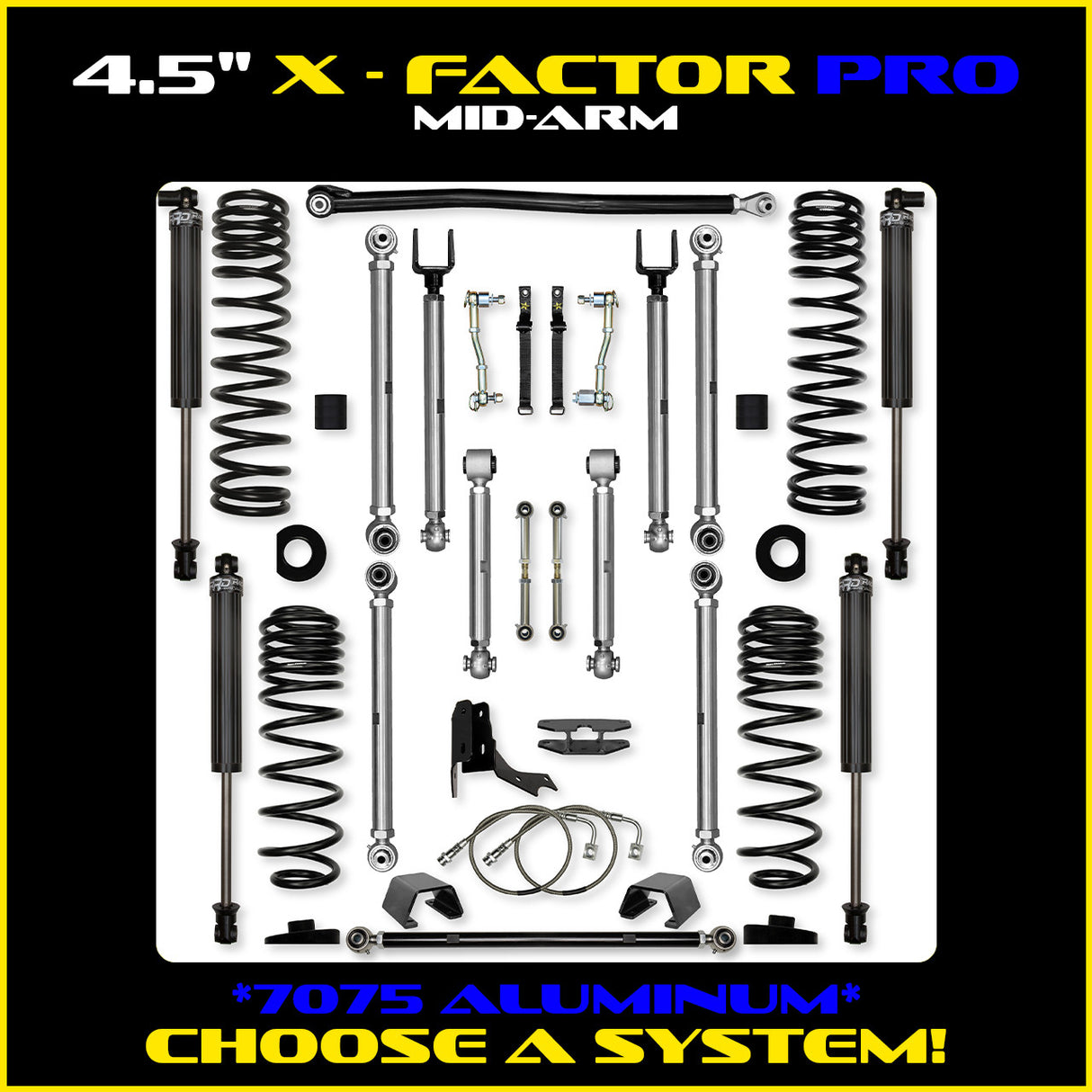 Rock Krawler 4.5" X-Factor PRO Mid-Arm Suspension System for Jeep Gladiator JT (Gas Models)