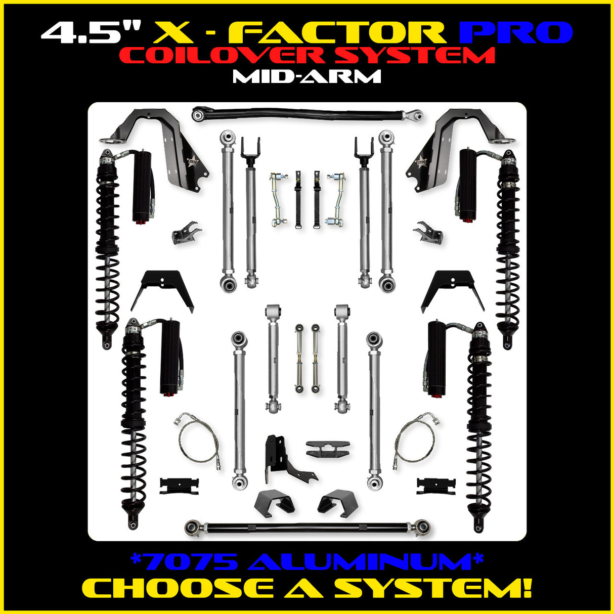 Rock Krawler 4.5" X-Factor PRO COILOVER Mid-Arm Suspension System for Jeep Gladiator JT (Gas Models)