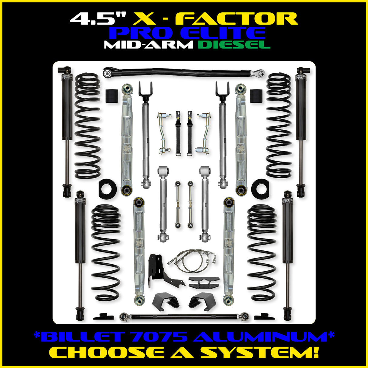 Rock Krawler 4.5" X-Factor PRO ELITE Mid-Arm Suspension System for Jeep Gladiator JT (Diesel Models)