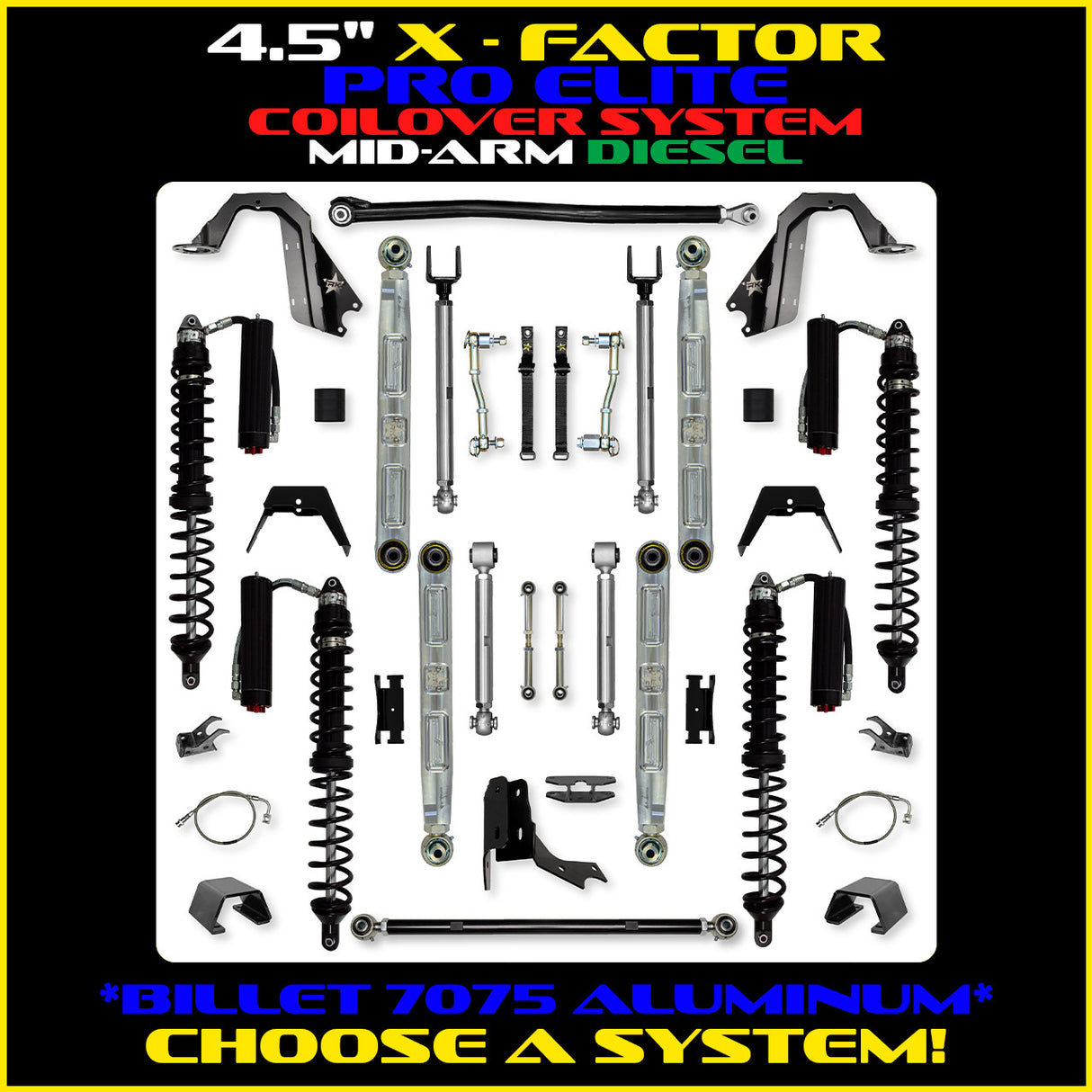 Rock Krawler 4.5" X-Factor PRO ELITE COILOVER Mid-Arm Suspension System for Jeep Gladiator JT (Diesel Models)