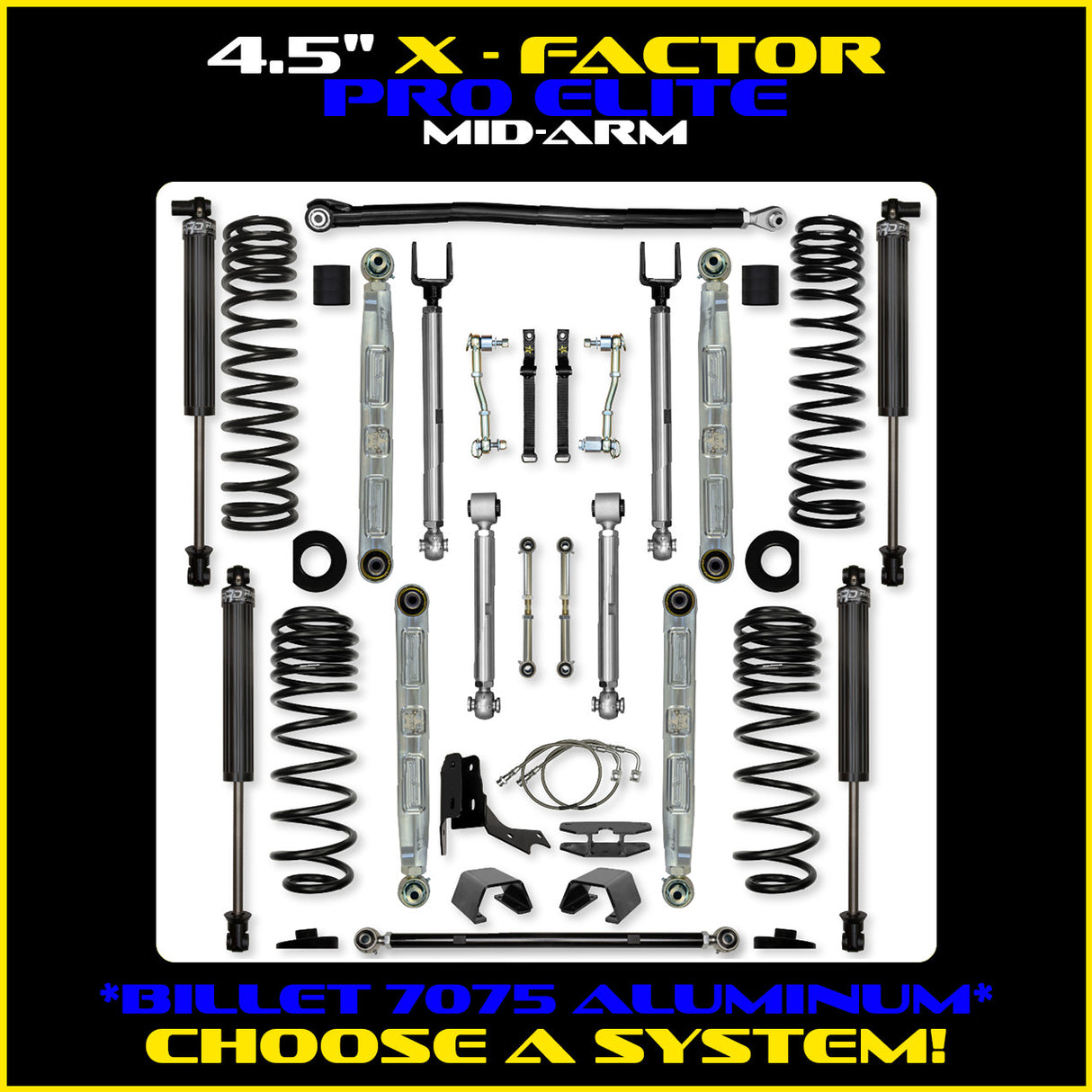 Rock Krawler 4.5" X-Factor PRO ELITE Mid-Arm Suspension System for Jeep Gladiator JT (Gas Models)