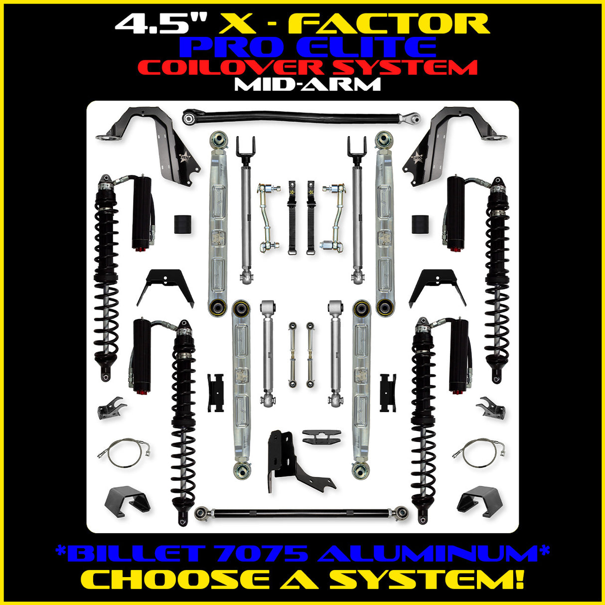 Rock Krawler 4.5" X-Factor PRO ELITE COILOVER Mid-Arm Suspension System for Jeep Gladiator JT (Gas Models)