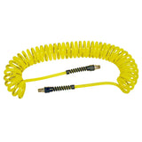 Air Hose 30 Foot Coiled 1/4 Inch NPT Male Thread Superflex High Pressure Yellow Power Tank